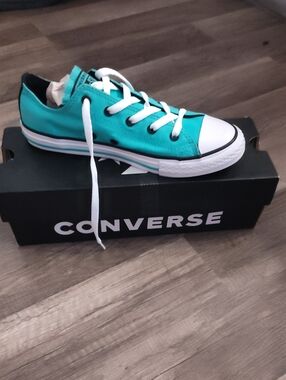 Converse Kids Teal Low Top Sneakers with White Laces